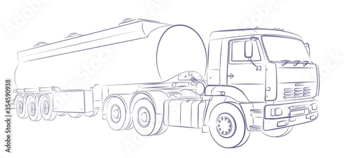 Sketch of a big old fuel truck.