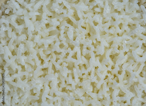 Close up wet cooked rice texture.