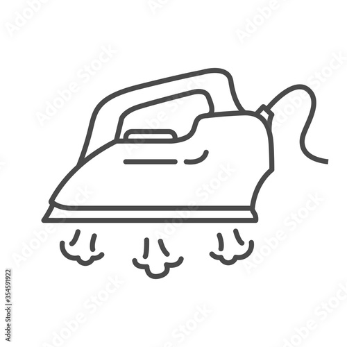 Electric iron linear icon.Householding equipment contour symbol.Smoothing iron steam. 