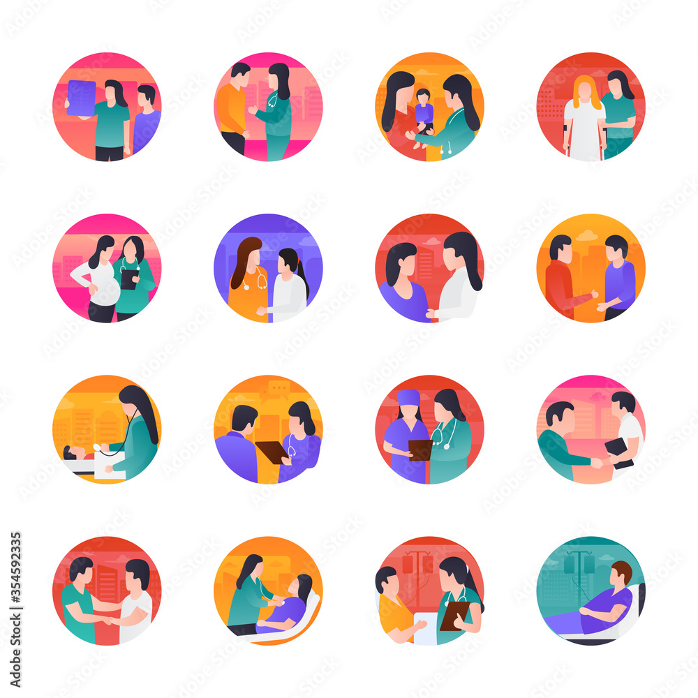 Physician and Medical Treatment Flat Vectors Physician and Medical Treatment Flat Vectors