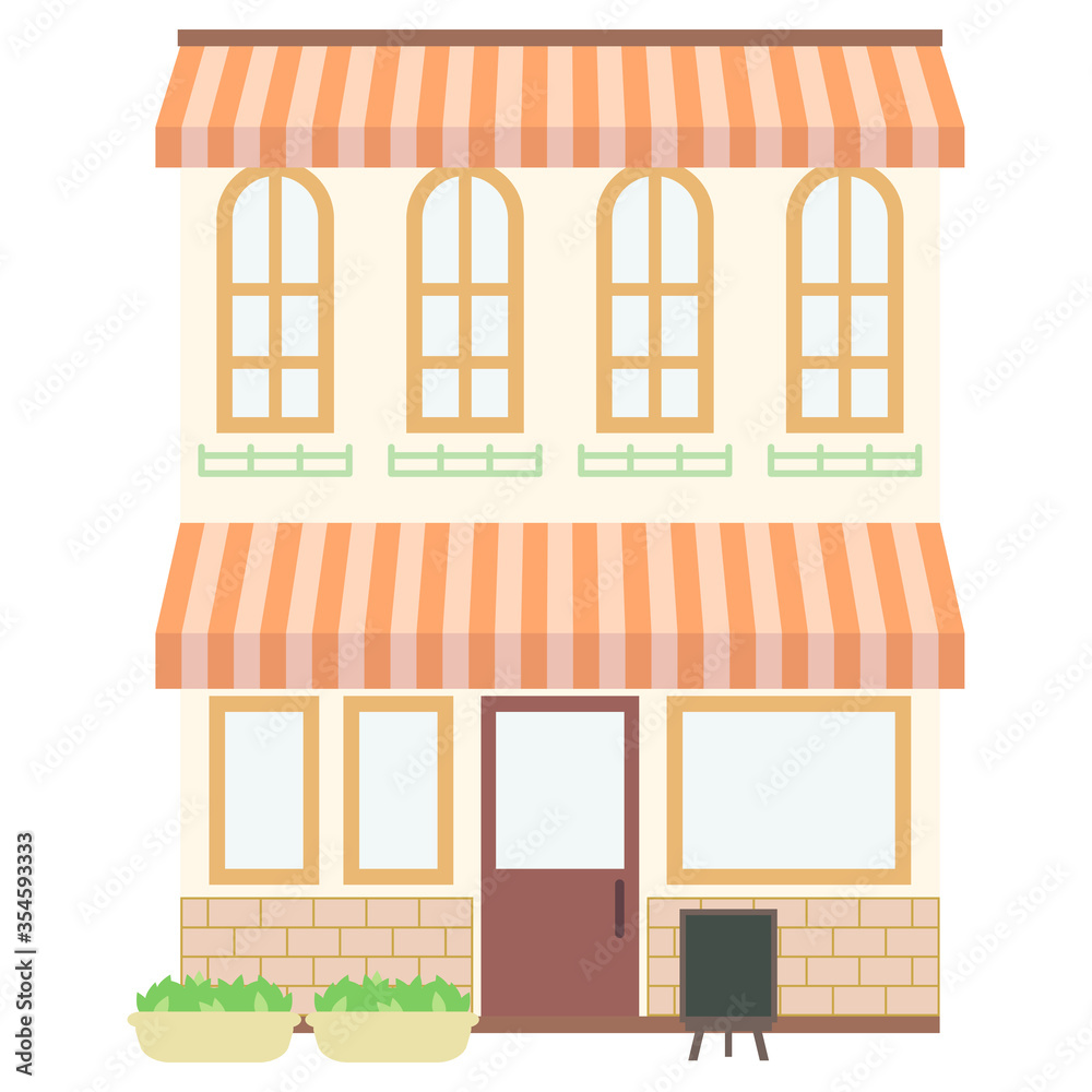 Obraz premium かわいいオレンジストライプ店舗(喫茶店・雑貨店)のイラスト