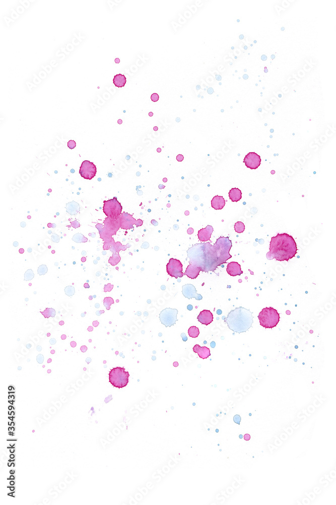 Pink haze. Ultra violet. Abstract paint spots on white background. Color watercolor stains and blots. Pink haze. Ultra violet. Abstract paint spots on white background. Color watercolor stains and blots.