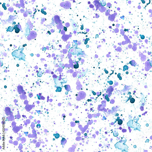 Pattern abstract paint spots on white background. Color watercolor stains and blots. 