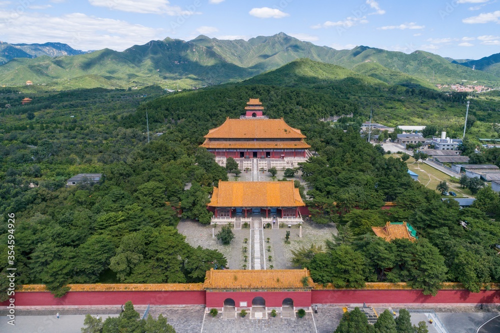 Ming Tombs Changling mausoleum in China aerial drone photo