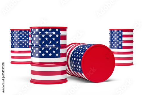 USA oil barrels isolated on white background. 3d illustration