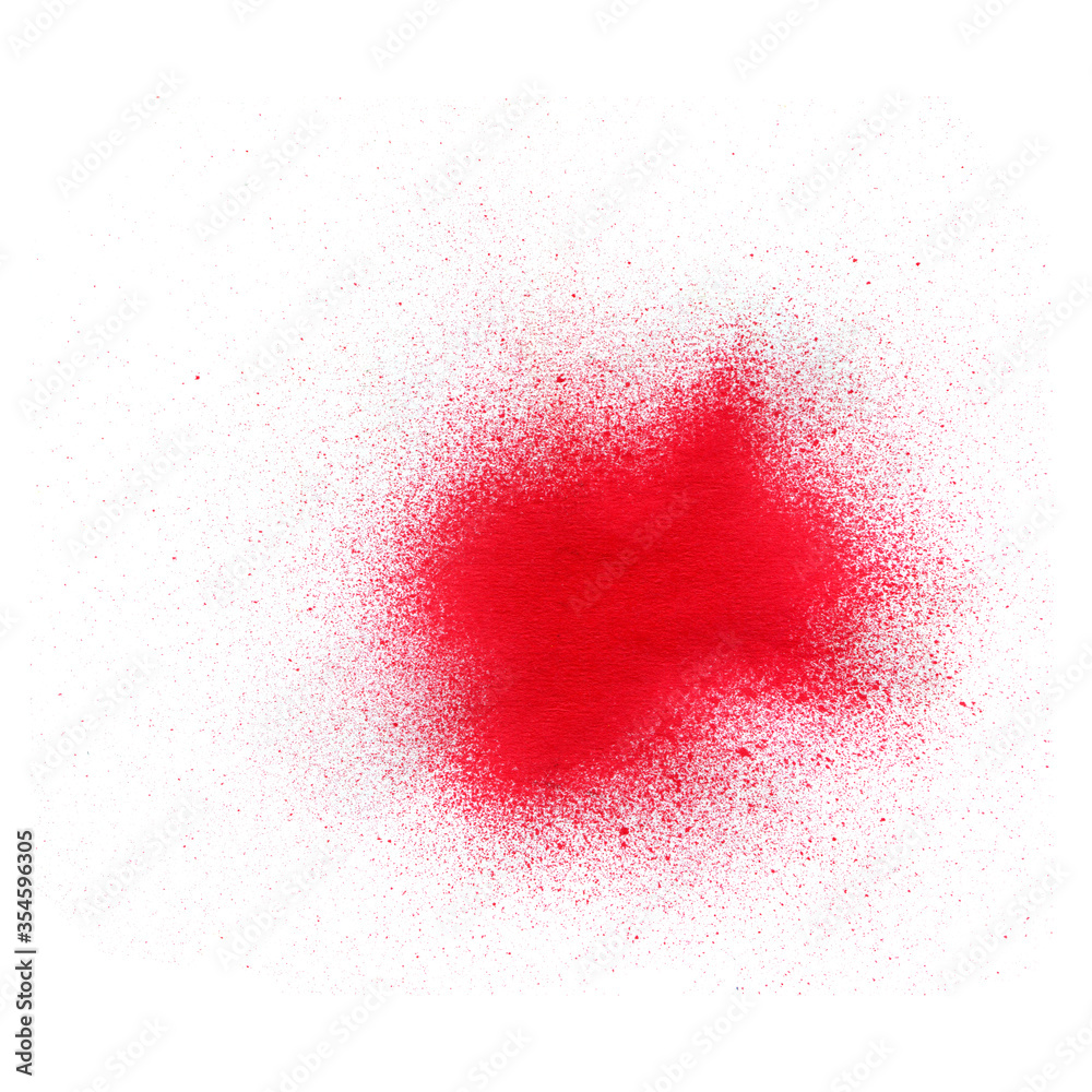 Red paint splashes on a white background. Acrylic paint from a barrel. Drops and ink drips Red paint splashes on a white background. Acrylic paint from a barrel. Drops and ink drips