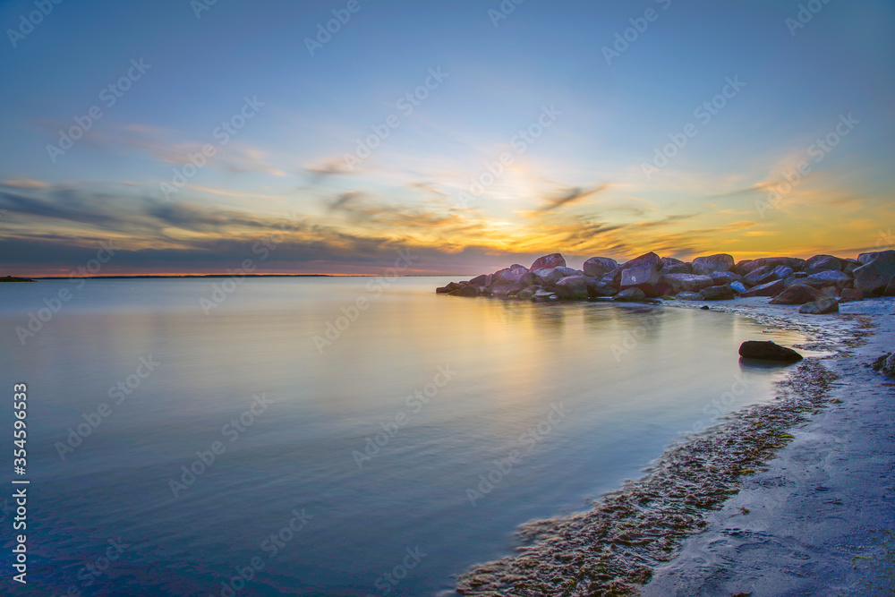 Fototapeta premium sunset over the lake