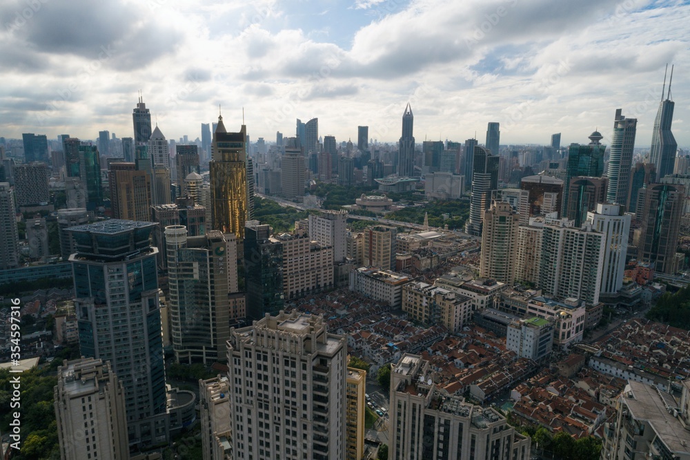 Shanghai city in China aerial drone photo Shanghai city in China aerial drone photo