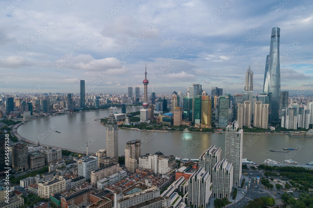 Obraz premium Shanghai city in China aerial drone photo