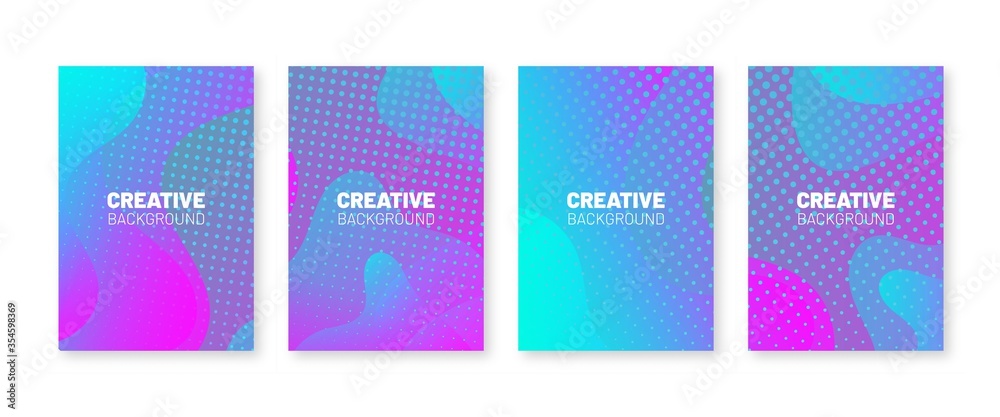 Minimal covers set. Halftone dots multicolor pattern. Minimal covers set. Halftone dots multicolor pattern.