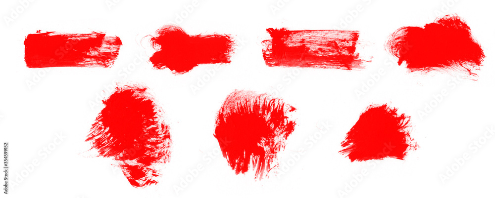 Set of red watercolor smear and stroke brushes Set of red watercolor smear and stroke brushes
