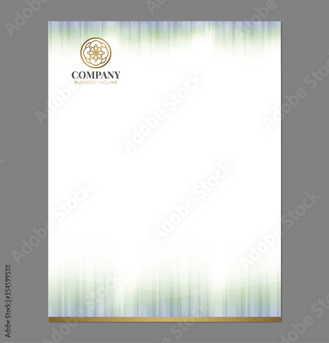 Gold Green Letterhead Template with Flower Logo