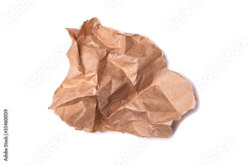 Crumpled paper isolated on white background.