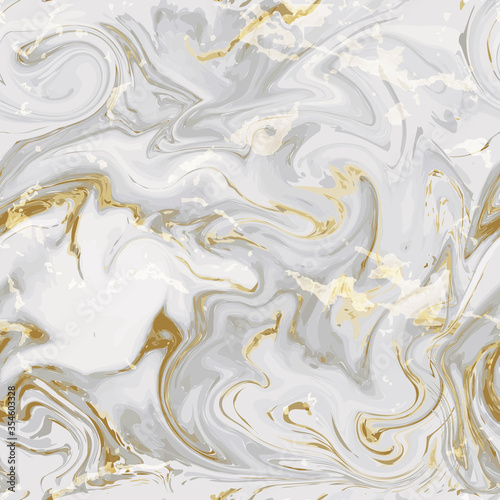 Realistic marble gold and white texture seamless background. Abstract golden glitter marbling seamless pattern for fabric, tile, interior design or gift wrapping . Vector illustration.