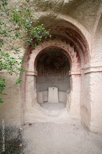 G  reme  Turkey - 09.16.2019  Cave Church in the Pink Valley in Cappadocia.