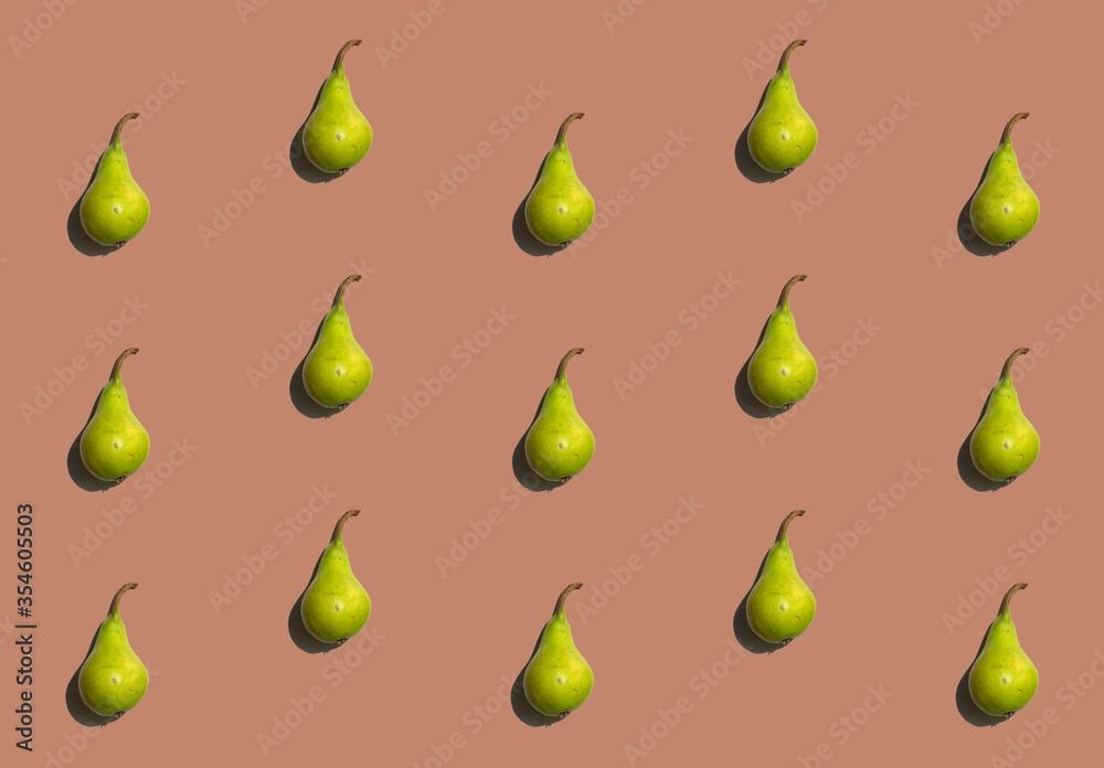 Pear pattern isolated on soft pastel background. Fresh fruit. Nature food. Pear pattern isolated on soft pastel background. Fresh fruit. Nature food.