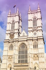 Fototapete Lavendelfarbene Motive Westminster Abbey im Vintage Stil  © Tupungato