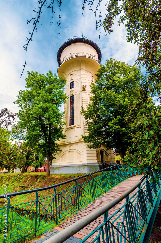 Fototapeta premium Beautiful old water tower in Nymburk, Czech republic