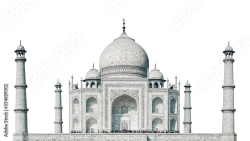 Fotografia Taj Mahal Palace (Agra, India) isolated on white background