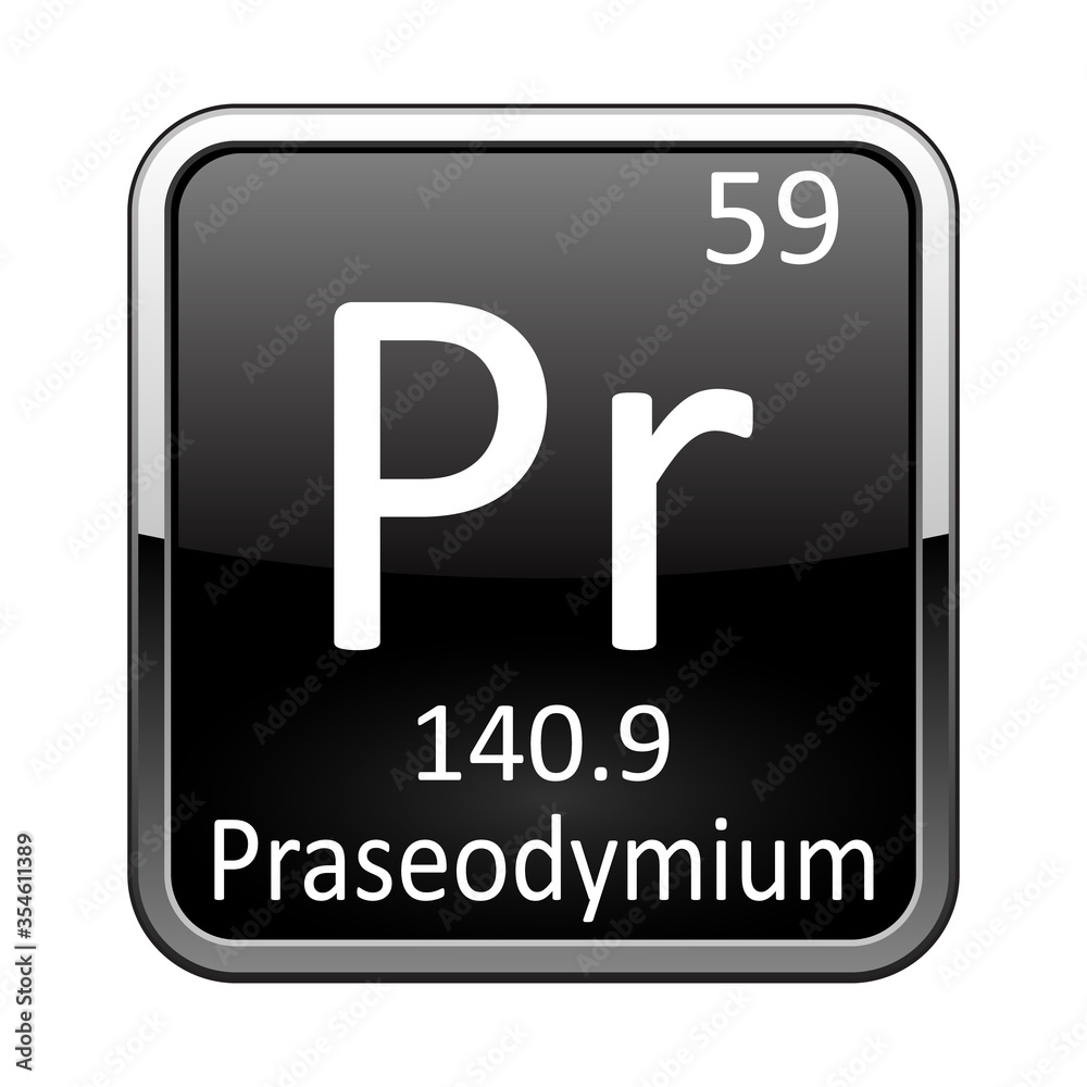 The periodic table element Praseodymium. Vector illustration