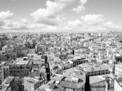 Valencia, Spain. Black and white vintage filter style. © Tupungato