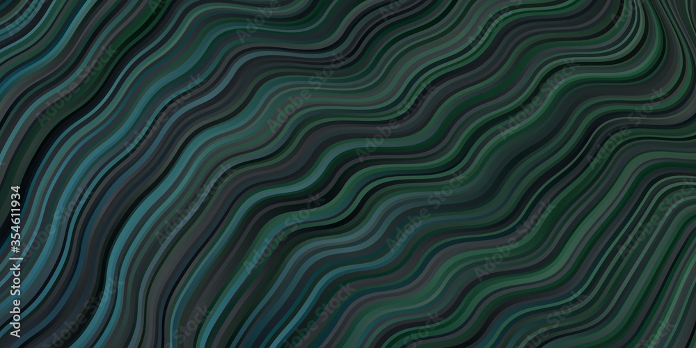 Dark Blue, Green vector pattern with curved lines.