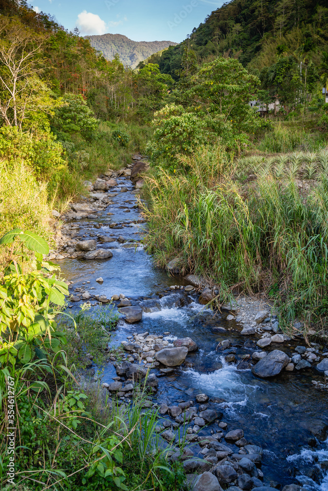 a river flows from Mount Kinabalu at Kampung Kiau a river flows from Mount Kinabalu at Kampung Kiau