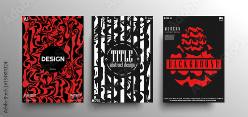 Set of modern 3D effect posters, designed in A4 format with different colors and marble brush effect, acrylic paint, for blocuhres, posters, banners etc. EPS 10 vector