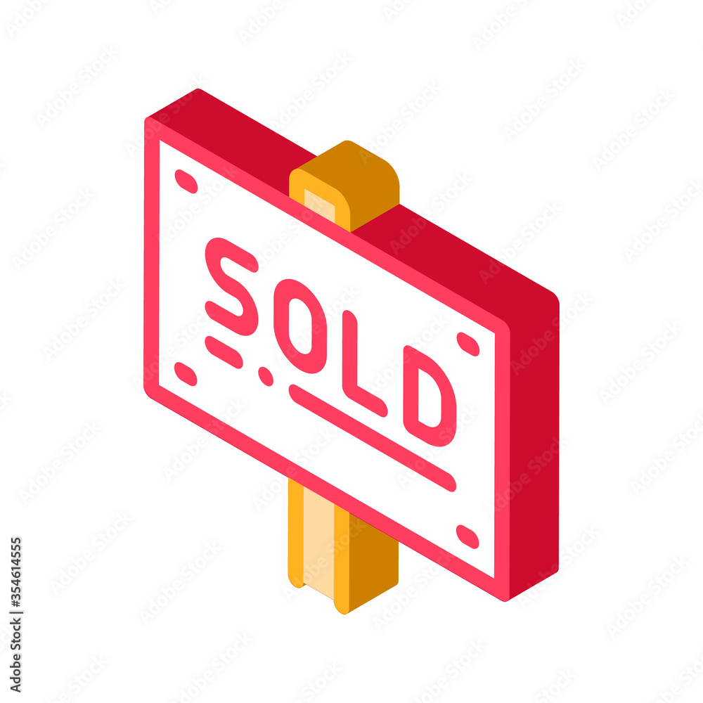 Tablet For Real Estate Sold vector isometric sign. color isolated symbol illustration Tablet For Real Estate Sold vector isometric sign. color isolated symbol illustration