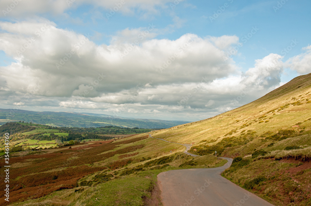Autumn landscape in the Brecon beacons and Black mountains of the United Kingdom