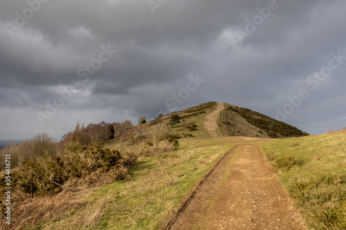 Rainy day along the Malvern hills of England in the Springtime