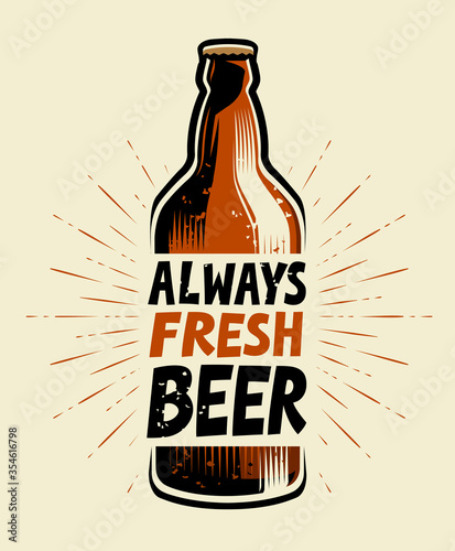 Beer drink. Retro poster for pub or restaurant vector illustration