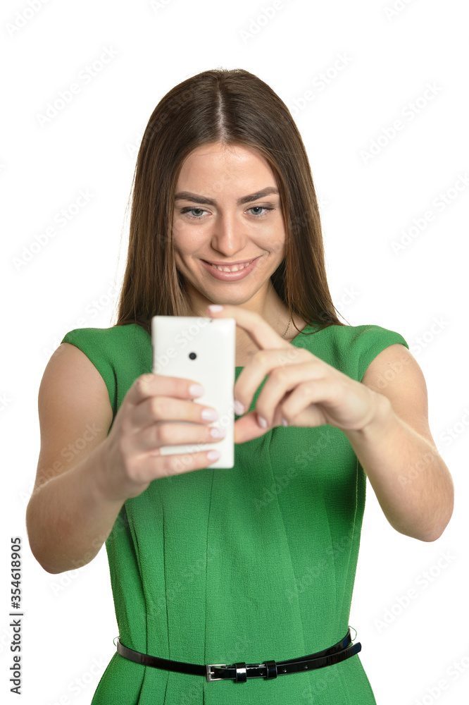 Portrait of beautiful girl with mobile phone