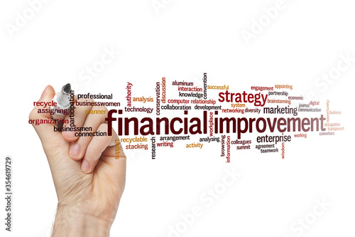 Financial imporovement word cloud concept photo