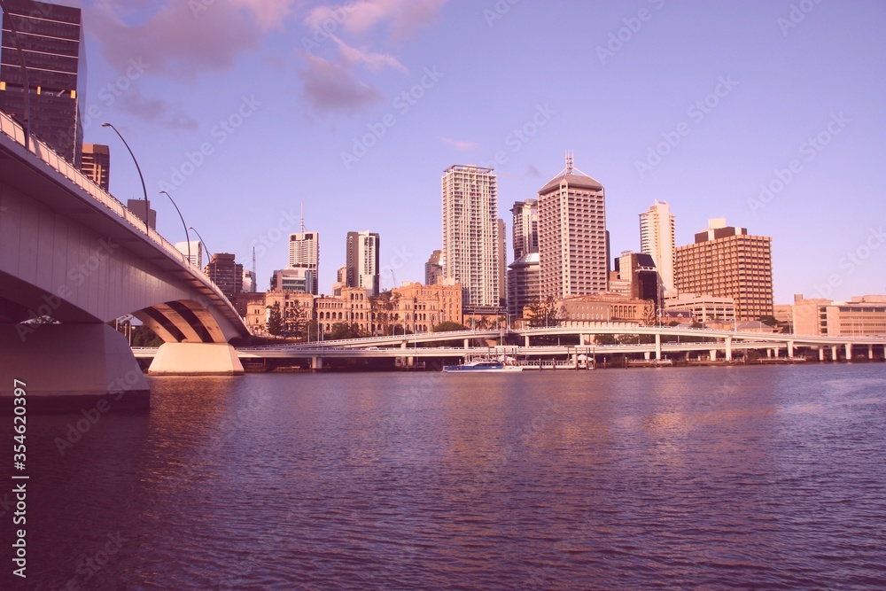 Fotografie Brisbane skyline. Vintage filter toned color image.
