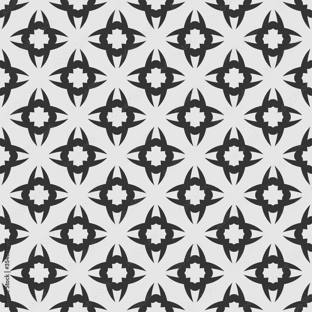 black and white background, geometric pattern, seamless wallpaper, vector image