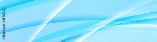 Cyan blue glossy wavy lines abstract vector banner background