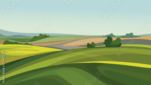 Beautiful agricultural fields. Summer nature scenery. © Pakon