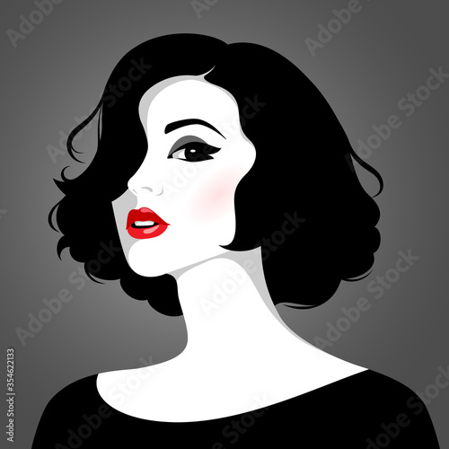 Vector portrait of beautiful woman