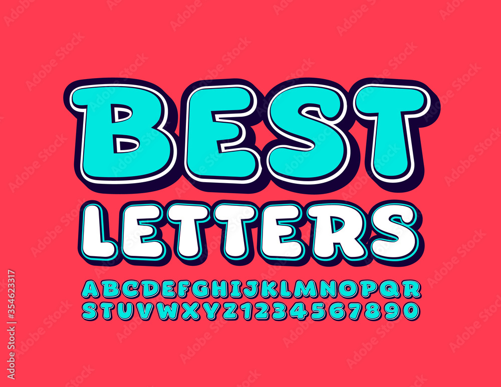 Fototapeta premium Vector Best Alphabet Letters and Numbers. Trendy Creative Font