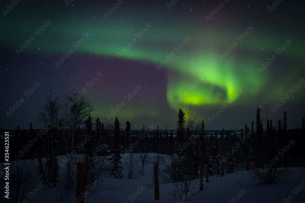 The Aurora Borealis as seen from outside of Yellowknife, Northwest Territories, Canada.