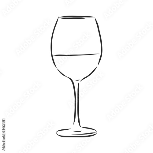 wine glass isolated. Hand drawn sketch of Claret for restaurant, bar, cafe menu design. a glass of wine, vector sketch illustration
