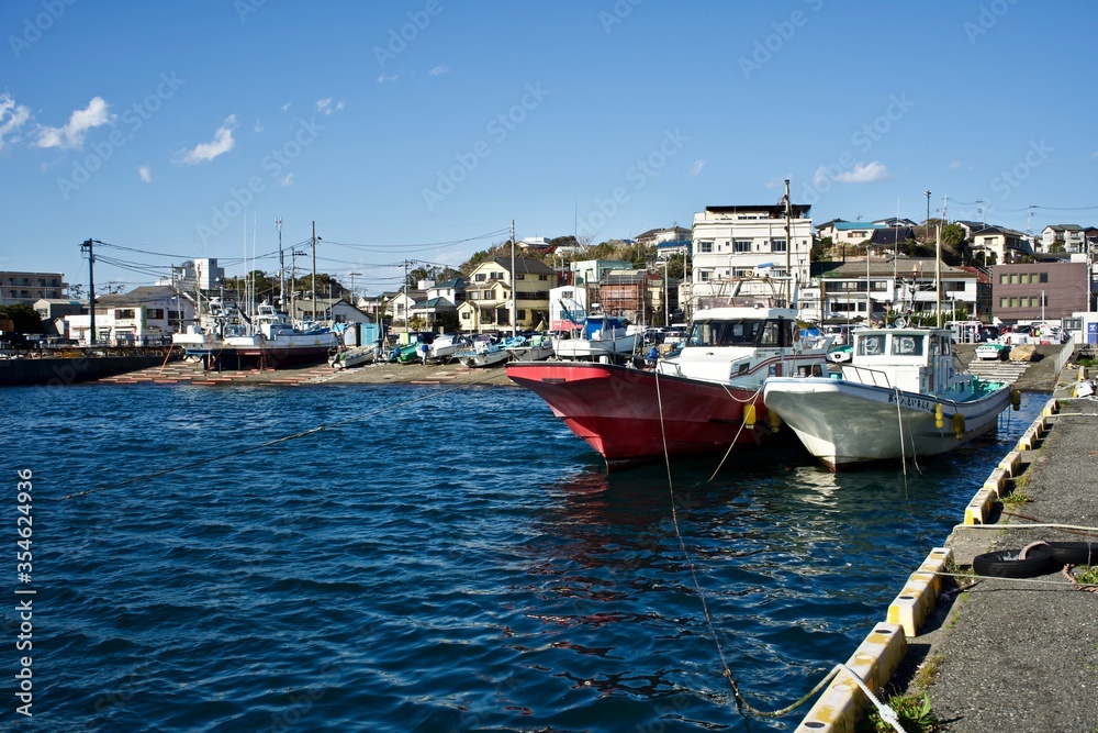 Fishing boats in the harbor.