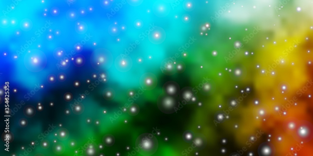 Fototapeta premium Light Blue, Green vector background with small and big stars. Colorful illustration in abstract style with gradient stars. Pattern for websites, landing pages.
