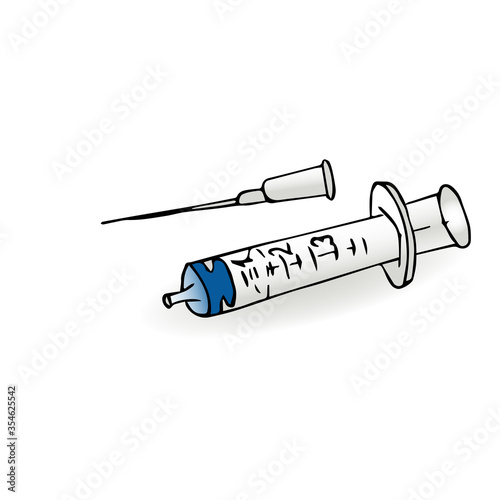 A syringe, a medical instrument, For injections
