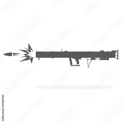 Bazooka Missile Rocket Launcher  WWII - Vector illustration Black silhouette Icon.
