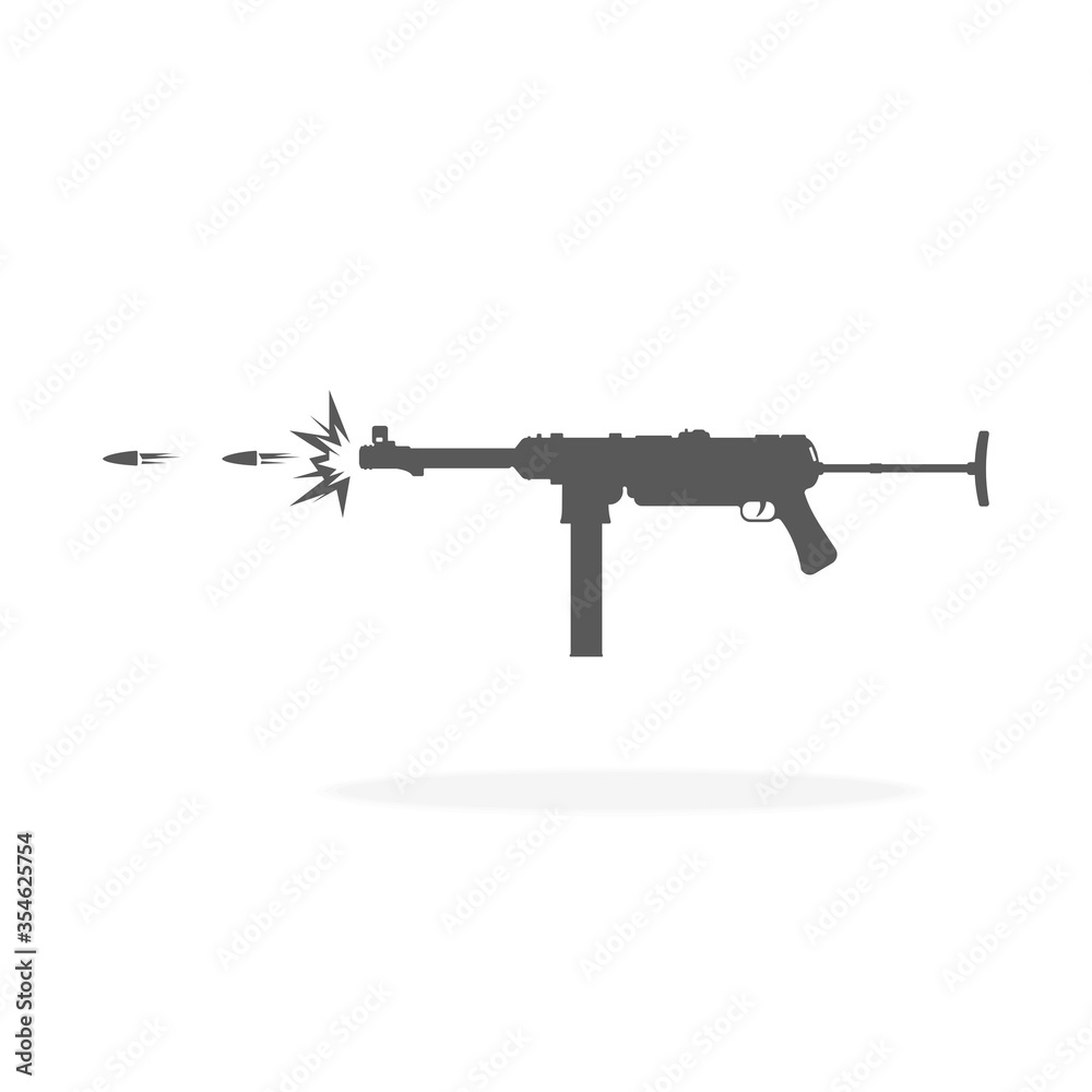Assault Rifle Machine Gun German WWII - Vector illustration Black silhouette Icon.
Assault Rifle Machine Gun German WWII - Vector illustration Black silhouette Icon.
