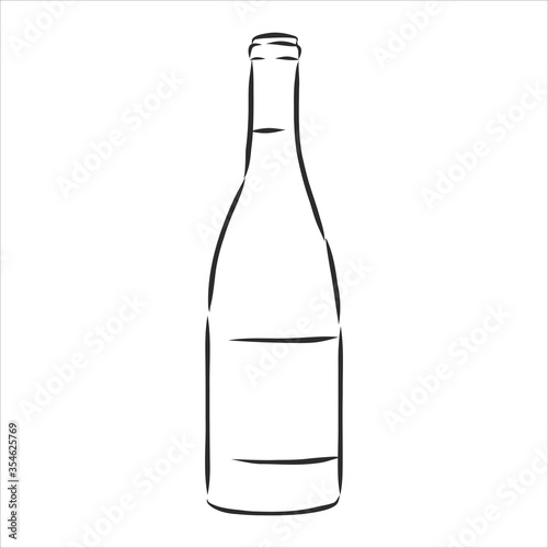 Sketch wine bottle . wine bottle, vector sketch illustration