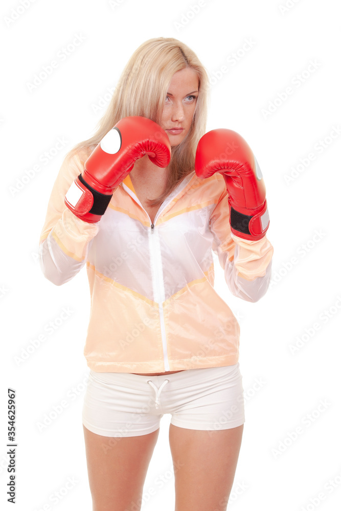Pretty woman with boxing gloves Pretty woman with boxing gloves