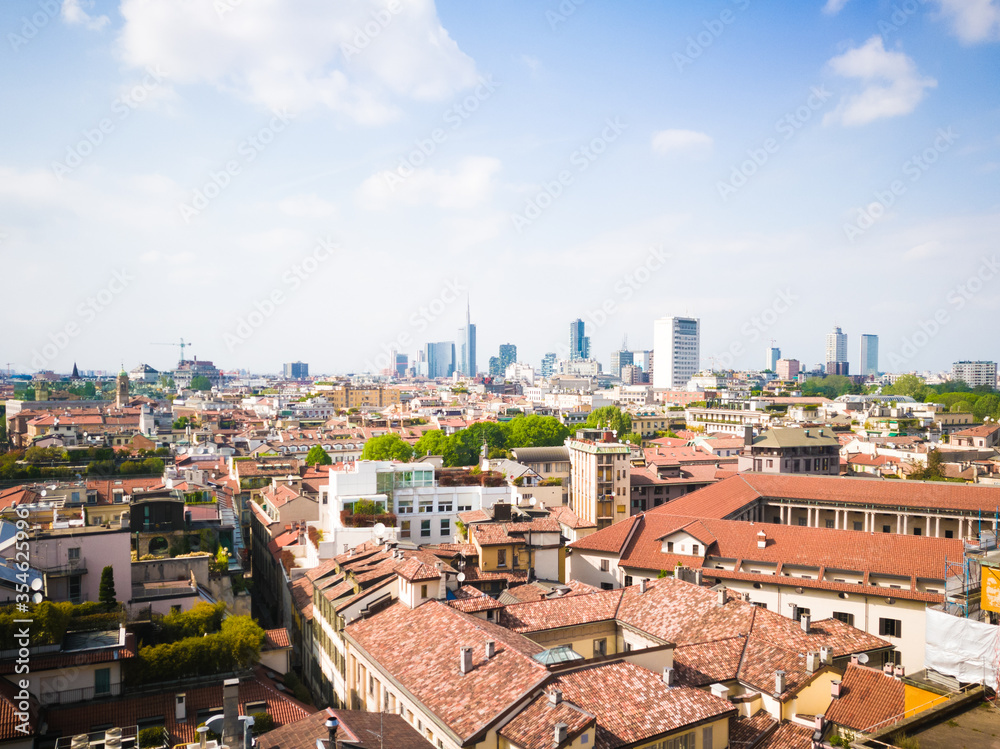 Naklejka premium Milano city centre aerial view